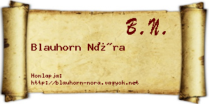Blauhorn Nóra névjegykártya